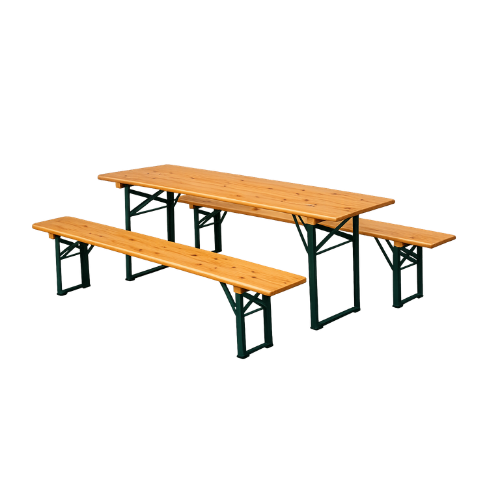 Bierbank Garnitur aus Holz mit Biertisch und zwei Bierbänken für Garten, Events und Feste