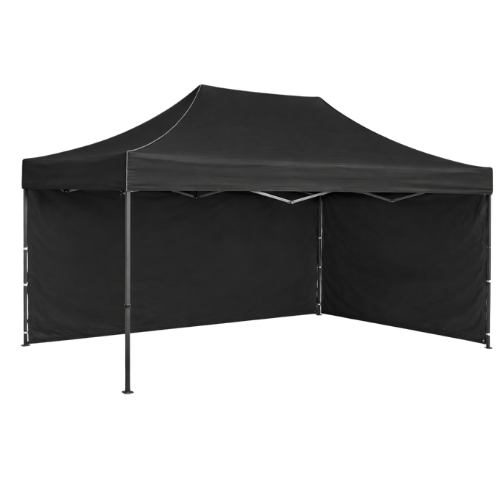Schwarzes Faltzelt 4,5 x 3 Meter mit Seitenwänden für Events, Märkte und Veranstaltungen