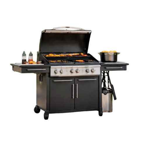 Gasgrill mit 3 Flammen und Seitenablagen